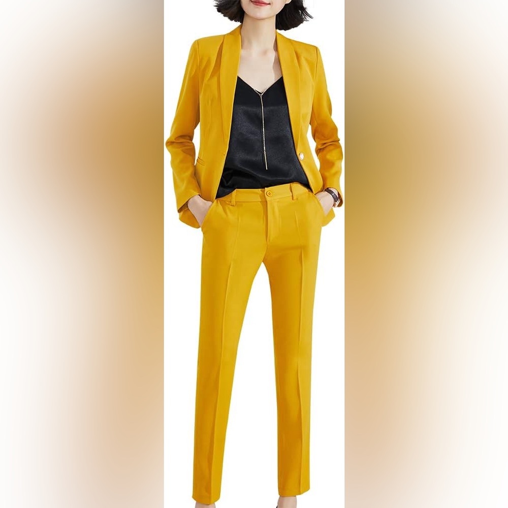 LISUEYNE Women’s Two Pieces Blazer OfficeSuit Set Work Blazer Jacket and Pant M